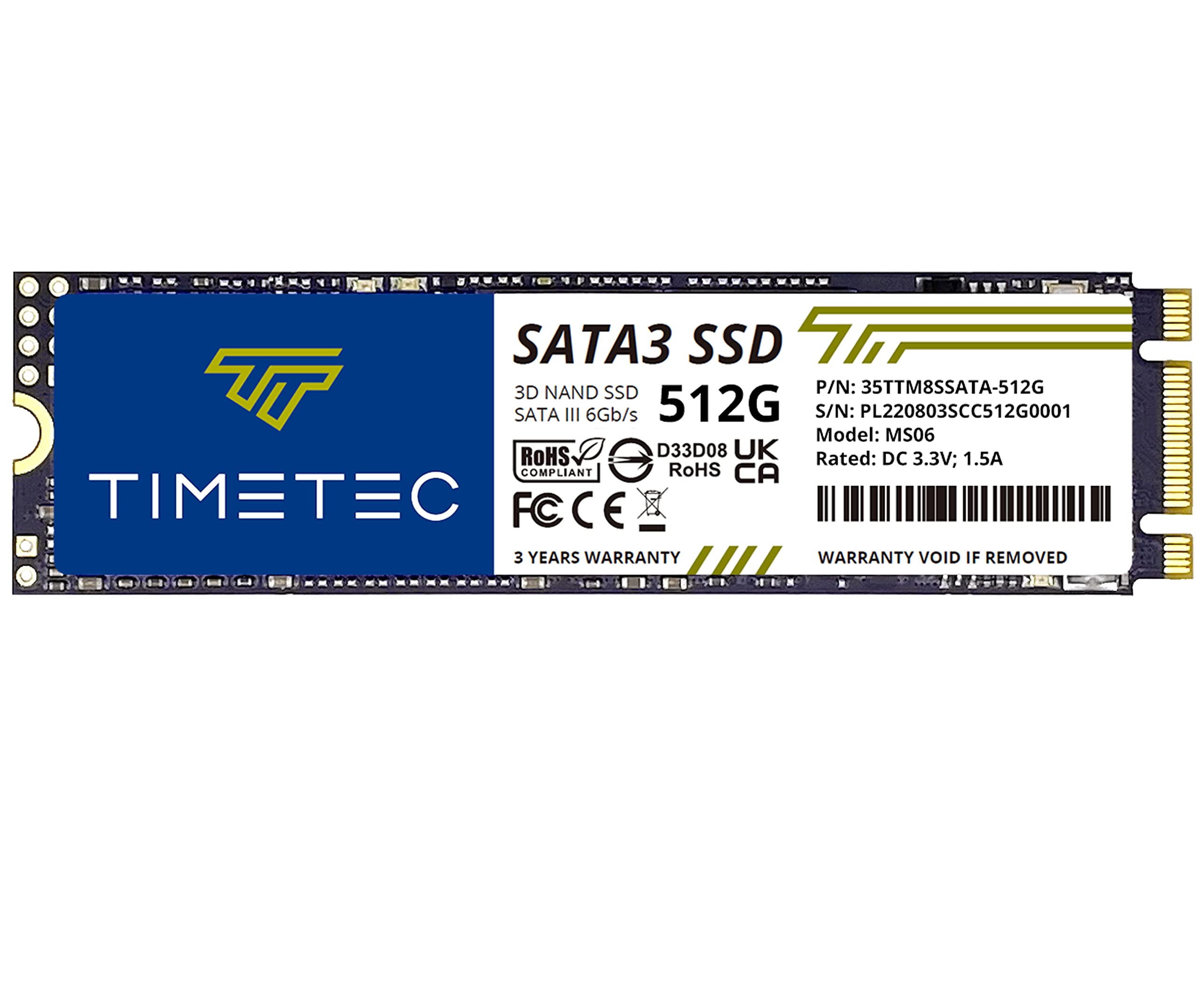 Timetec 512GB SSD 3D NAND SATA III 6Gb/s M.2 2280 NGFF 256TBW Read